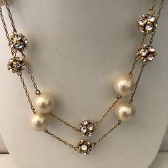 Carolee Faux Pearl And Egyptian Crystal Rhinestone Necklace. Alternating Faux Pearl And Egyptian Crystal Beads Make This A Beautiful Necklace. Necklace Measures Approx 35” Long. New With Tags. Elegant Gold Rhinestone And Pearl Necklace, Embellished Pearl Jewelry In Gold, Gold Pearl Jewelry Embellished, Embellished Gold Pearl Jewelry, Gold Embellished Pearl Jewelry, Elegant Crystal Embellished Necklaces, Formal Pearl Embellished Jewelry, Formal Embellished Pearl Jewelry, Elegant White Embellished Necklaces