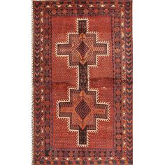 an antique rug with crosses on the front and sides, in red tones is displayed against a white background