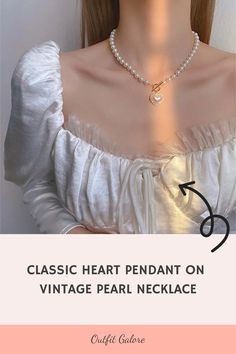 Dive into classic beauty with our Vintage Pearl Necklace featuring a Heart Pendant. Perfect for adding a touch of timeless elegance and love to your wardrobe. 🌼 This chic piece is ideal for special occasions or everyday wear. Click to shop at OutfitGalore.com! 🛍️ Elegant Heart Necklace For Wedding, Vintage Necklaces For Mother's Day, Vintage Necklace For Mother's Day, Vintage Heart Necklace For Wedding And Mother's Day, Vintage Heart Necklace For Wedding On Mother's Day, Charming Silver Necklace For Wedding, Elegant Heart Charm Necklace For Weddings, Feminine Heart Charm Necklace For Wedding, White Heart Necklace For Wedding