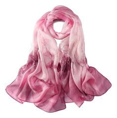 Material: luxurious chiffon silk Size: 69" x 26" (175cm x 65cm) Color: fuschia Pattern: floral Made of luxurious 6 Momme 100% silk chiffon. Lightweight and soft. Extremely comfortable feel to the skin. This long scarf is a great complement to your casual or formal outfit in any season. Elegant fuschia theme with floral print. Cashmere Winter Scarf, Mens Cashmere Scarf, Silk Chiffon Fabric, Silk Chiffon Scarves, Long Silk Scarf, Silk Touch, Chiffon Scarf, Pashmina Scarf, Warm Scarf