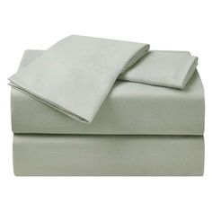 the sheet set is light green and has two sheets on top of each other,