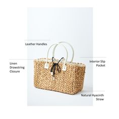 Collection of Anya & Niki hyacinth straw totes in medium and large. Both with leather handles. Pool Essentials, Straw Tote Bag, Straw Bags, Straw Tote, St Augustine, Tote Bag Leather, Fell In Love, Leather Handle, Louis Vuitton Damier