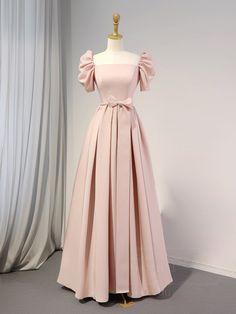 Quincenera Simple Dresses, Birthday Dresses Modest, Pink Elegant Dresses, Pink Dress For Wedding, Prom Dress Pink Long, Satin Dress Outfit, Long Pink Dress, High Low Evening Dresses, Prom Dress Pink