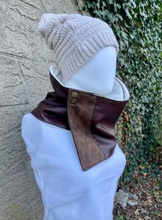 Gender Neutral Cowl, Infinity Distressed Brown Faux Leather, Metallic Leather Scarf, Diy Bags Purses, Reducing Waste, Infinity Scarves, Diy Bags, Cozy Gift, Warm Scarf, Style Women, Bags Purses