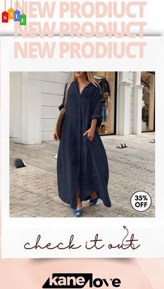 Women Fashion Casual Solid Color Cotton Linen Pocket Shirt Maxi Dress Fall Vacation Shirt Dress With Button Closure, Casual Long Sleeve Shift Shirt Dress, Casual Collared Maxi Dress For Vacation, Long Summer Shirt Dress With Button Closure, Oversized Long Sleeve Shirt Dress For Summer, Casual Maxi Dress With Button Closure For Fall, Oversized Collared Dress For Day Out, Long Shirt Dress With Button Closure For Summer, Casual Collared Maxi Dress With Button Closure