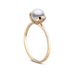 Bonita Collection Akoya Pearl Ring Luxury Timeless Pearl Ring For Women, Luxury Elegant White Gold Pearl Ring, Luxury Yellow Gold Pearl Ring For Everyday, Luxury Delicate Yellow Gold Pearl Ring, Pearl Ring Design, Pearl Ring Simple, Akoya Pearl Ring, Petite Ring, Pearl Rings