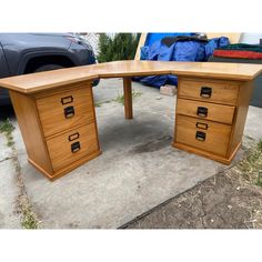 Pottery barn Bedford desk farmhouse rustic distressed wood some scuffs and marks with double filling drawers see pictures for details. Pottery Barn Farmhouse, Farmhouse Rustic, Wood Desk, Distressed Wood, Office Furniture Desk, How To Distress Wood, Rustic Farmhouse, Pottery Barn, Office Furniture