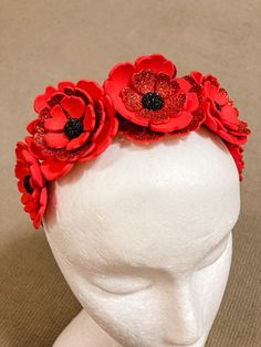 Flower Aesthetic Clothes, Poppy Flower Aesthetic, Foam Flower, Remembrance Sunday, Flower Crown Headband, Anzac Day, Foam Flowers, Red Poppy, Remembrance Day