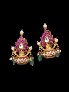 sizes in terms of height and weight are mentioned in grams and inches in the photo Ceremonial Meenakari Gold-plated Earrings, Temple Jewelry Cutdana Earrings For Navratri, Temple Jewelry Style Cutdana Earrings For Navratri, Festive Gold Plated Temple Jewelry Earrings, Traditional Bridal Brass Drop Earrings, Traditional Bridal Drop Earrings In Brass, Traditional Brass Drop Bridal Earrings, Traditional Gold Plated Earrings For Festive Occasions, Gold Plated Temple Jewelry Earrings