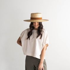 Capri Medium Straw Boater Hat - Natural - GIGI PIP Gigi Pip, Straw Boater Hat, Straw Boater, Wide Brim Straw Hat, Sailor Hat, Boho Hat, Boater Hat, Wheat Straw, Halo Style