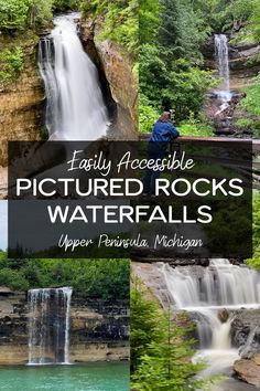 waterfalls with text overlay that reads, fairy accessible pictures rocks waterfalls upper peninsula michigan