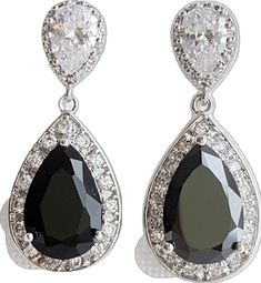 Clip-on Drop Earrings For Bridal Evening, Elegant Pear-shaped Jewelry For Evening, Evening Teardrop Jewelry With Elegant Design, Teardrop Evening Jewelry With Elegant Design, Glamorous Formal Clip-on Bridal Earrings, Elegant Pear-shaped Earrings For Formal Occasions, Elegant Formal Clip-on Earrings, Formal Pear-shaped Clip-on Jewelry, Elegant Drop Jewelry For Evening