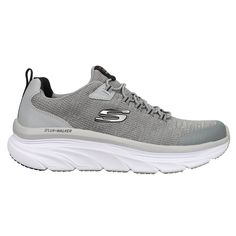 Considerably more comfort for long walks in sleek style comes with the Skechers Relaxed Fit: D'Lux Walker - Pensive shoe. Soft woven athletic knit mesh and smooth synthetic upper in a slip on stretch laced athletic comfort walking sneaker with stitching and overlay accents. Well cushioned Skech-Foam midsole, Air Cooled Memory Foam insole. $64.95 Skechers Relaxed Fit, Mens Skechers, Knit Mesh, Walking Sneakers, Sleek Style, Long Walks, Skechers Shoes, Sleek Fashion, Shoe Store