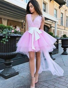 Prom Dresses With Tulle, Pink Homecoming Dress Short, Dresses With Tulle, Tulle Train, Homecoming Dress Short, Graduation Party Dresses, Mini Homecoming Dresses, Pink Homecoming, Tulle Homecoming Dress