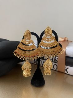 Beautiful golden earrings ,does not change color ! Silver Dangle Clip-on Earrings Gold Plated, Festive Gold Earrings, Gold Drop Earrings For Bridal Festive Occasion, Gold Drop Bridal Earrings For Festive Occasions, Gold Plug Earrings For Weddings, Gold Plug Earrings For Wedding With Pierced Ears, Gold Bridal Drop Earrings With Latkans, Festive Gold Drop Earrings, Gold Drop Bridal Earrings With Latkans