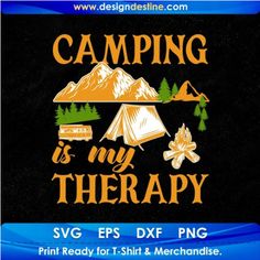 camping is my therapy svg clipart for t - shirt and merchandis