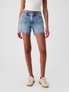 4" Low Stride Shorts | Gap Gap Denim Shorts, Gap Denim, 50's Dress, New Woman, Off Duty, Toddler Boys, Denim Shorts, Loose Fitting, Dresses