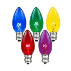 multi - colored christmas lights are shown in different colors and sizes on a white background