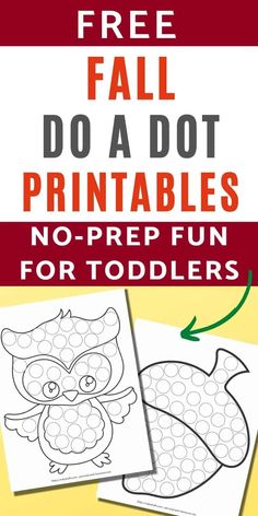 the free fall do a dot printables for toddlers is shown in red and white