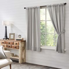 Burlap Dove Grey Short Panel Curtains-Lange General Store Airy Farmhouse, Burlap Window Treatments, Burlap Lights, Farmhouse Living Room Curtains, Frame Windows, Farmhouse Style Curtains, Vhc Brands, Farmhouse Curtains, Tan Fabric