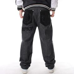 Winter Streetwear Pants With Five Pockets, Hip Hop Streetwear Pants With Straight Leg, Hip Hop Straight Leg Winter Cargo Pants, Hip Hop Straight Leg Pants For Streetwear, Baggy Five-pocket Pants For Streetwear, Black Denim Pants With Hip Pockets, Black Denim Bottoms With Hip Pockets, Cotton Hip Hop Jeans For Streetwear, Hip Hop Streetwear Bottoms With Straight Leg