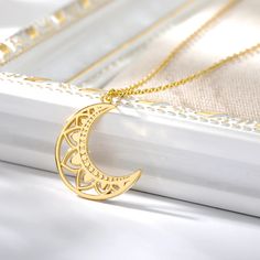 Crescent Moon Pendant Necklace  Type: Necklace Color: Gold Condition: New Material: Alloy Package Includes: 1 Necklace Size:approx. 18 Inches Henna Moon, Gold Crescent Moon, Star And Moon Necklace, Pendants For Women, Tarnished Jewelry, Crescent Moon Pendant, Moon Pendant Necklace, Couple Necklaces, Crescent Moon Necklace