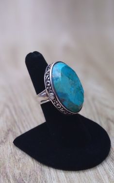 Turquoise Ring...Vintage Barse Large Oval Blue Turquoise Ring, 925 Sterling Silver... Size 6 Vintage Chrysocolla Turquoise Ring, Vintage Turquoise Ring With Large Oval Stone, Vintage Oval Turquoise Ring With Large Stone, Bohemian Oval Chrysocolla Ring, Bohemian Turquoise Oval Ring, Vintage Oval Turquoise Gemstone Ring, Vintage Turquoise Oval Ring, Bohemian Oval Turquoise Ring For Anniversary, Turquoise Oval Ring With Patina