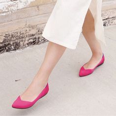 New Never Worn, Cute Hot Pink Color. Discontinued Color !!! Chic Fitted Pointed Toe Flats For Summer, Pink Pointed Toe Flats For Spring, Chic Pink Pointed Toe Flats, Pointed Ballet Flats, Rothys Shoes, Hot Pink Color, Pointed Flats, Point Shoes, Bow Flats