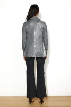 Metal press studs. Unlined. Sequin embellished fabric. Model is a standard XS and is wearing size XS. Relaxed fit. Woven. Polyamide/Polyeste/Elastane. Bring the glam in the C/MEO COLLECTIVE After Dark Shirt. Featuring metal press studs and a relaxed fit. Style with pants and heels for the hottest look at the party. Elegant Sequined Button-up Blouse, Press Studs, After Dark, Black Shirt, Metallica, Models, Relaxed Fit, Bring It On, Heels