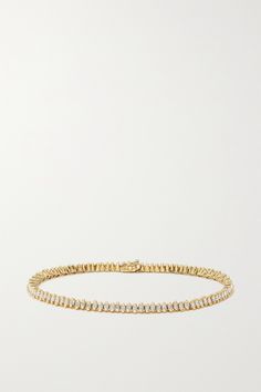 Suzanne Kalan's bracelet is modeled after tennis styles, making it a timeless everyday piece that'll become an heirloom. Handmade from 18-karat gold, it's set with 2.30-carats of shimmering princess-cut diamonds. Wear yours solo or stacked with the white gold version. Timeless 14k Gold Tennis Bracelet Hand Set, Classic Hand Set Diamond Bracelet In 14k Gold, Classic 14k Gold Diamond Bracelet, Hand Set, Classic 14k Gold Hand Set Diamond Bracelet, Classic 14k Gold Hand-set Diamond Bracelet, Classic 14k White Gold Tennis Bracelet, Classic White Gold 14k Tennis Bracelet, Timeless Hand Set Yellow Gold Tennis Bracelet, Timeless 14k Gold Tennis Bracelet Bangle