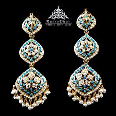 All Gold Plated Earrings Turquoise Temple Jewelry Earrings For Festivals, Turquoise Meenakari Temple Jewelry Earrings, Elegant Turquoise Kundan Earrings, Traditional Turquoise Earrings For Wedding, Turquoise Earrings For Wedding And Festivals, Elegant Turquoise Meenakari Earrings, Turquoise Meenakari Earrings For Wedding, Turquoise Kundan Earrings For Wedding, Turquoise Kundan Chandbali Earrings