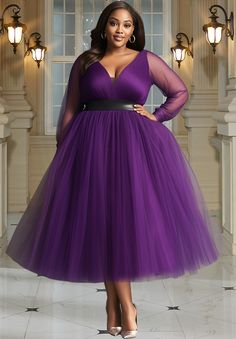 Evening Dresses Elegant Plus Size, Purple Bridesmaid Dresses Plus Size, Plus Size Evening Wear, Plus Size Gala Dress, Purple Dress Outfit, Purple Plus Size Dresses, Purple Dress Outfits, Plus Size Vintage Fashion, Net Dresses