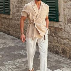 Lace Suit, Half Shirts, Spring Fashion Casual, Linen Shirts, Simple Top, Linen Suit, Suit Shirts, Linen Short, Men Shirt Style