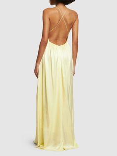 Find ZIMMERMANN Long Silk Slip Dress on Editorialist. Fixed spaghetti straps. Concealed back zip closure. Model is wearing a size0 Yellow Silk Dress, Silk Yellow Dress, Yellow Silk, Silk Slip Dress, Silk Slip, Wearing Dress, Silk Dress, Open Back, Spaghetti Strap