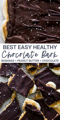 the best healthy chocolate bark recipe is made with bananas and peanut butter for an easy dessert