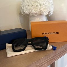 Bought This Past Summer And Worn Once. Louise Vuitton, 2025 Goals, Louis Vuitton Sunglasses, Classic Sunglasses, Louis Vuitton Accessories, Gradient Sunglasses, Unisex Sunglasses, Monogram Logo, Colored Sunglasses