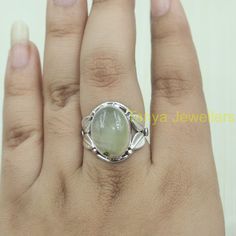 Natural Large Prehnite Gemstone Ring 925 Sterling Silver Ring Statement Ring Prehnite Jewelry Christmas Anniversary Birthday Gift for Her Comes in a Free Gift Box 🎁 Makes a Wonderful Gift for your Girlfriend, Wife, Mom or Simply an Excellent Addition to Your Jewelry Collection. ●Product Details:- *Product Type - Ring *Metal - Sterling Silver *Stamp - 925 *Gemstone - Prehnite *Gemstone Color - As seen in the picture *Gemstone Shape- Oval *Product Weight - 9.00gm Approximate ●About Quality:- >>My Green Oval Moonstone Gemstone Ring, Green Moonstone Birthstone Ring As A Gift, Green Moonstone Ring As A Birthstone Gift, Oval Green Moonstone Gemstone Ring, Green Moonstone Birthstone Ring Gift, Green Cabochon Moonstone Ring For Anniversary, Sterling Silver Gemstone With Large Stone For Gift, Green Oval Moonstone Ring, Round Emerald Ring With Natural Stones For Anniversary