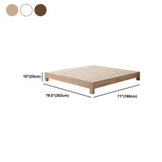 the bed frame is shown with measurements for each mattress