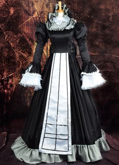 Black Anime GOSICK Victorique De Blois Cosplay Dress Steampunk Black Costume For Cosplay Events, Gothic Dresses For Cosplay Events And Costume Parties, Black Long Sleeve Medieval Dress For Fantasy Events, Fitted Medieval Dress For Halloween Cosplay, Gothic Cosplay Costume For Cosplay Events, Gothic Halloween Costume For Fancy Dress, Gothic Costumes For Halloween Fancy Dress, Anime Style Dresses For Halloween Themed Events, Black Steampunk Cosplay Costume