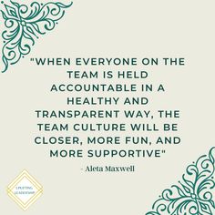 a quote from aleda maxwell on the team's ability to help their team