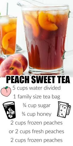 peach sweet tea recipe with instructions on how to make it