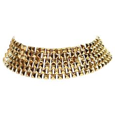 Vintage Vendome Gold Tone Wide Choker Necklace Circa 1980s. Has 6 rows of studs just like the same motif that the designer Valentino is now using for their stud. This is such a great find. 12.5" L -15.5" L so can be worn as a choker or a longer length necklace. A little shy of 1.5" W. Wide Choker Necklace, Necklaces Choker, Vintage Choker Necklace, Vintage Choker, Length Necklace, Red Fits, Gold Choker, Choker Necklaces, 1980s Vintage