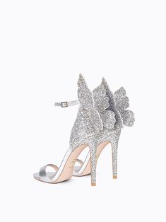 Siver Sexy open-toed sequins glitter butterfly stiletto princess high heels sandals - Moxi Princess High Heels, Sequin Heels, Glitter Butterfly, Pointy Heels, High Heels Sandals, Shoe Insoles, Heels Sandals, High Heel Sandals, Dream Wardrobe