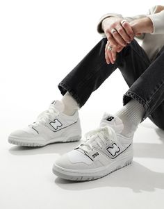 New Balance 550 sneakers in white with black detail | ASOS New Balance Shoes Men, Nb Shoes, Balance Branding, Mens New Balance, Best White Sneakers, New Balance Mens, New Balance White, White Shoes Men, White Sneakers Men