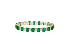 Emeralds and diamond baguettes come together perfectly to create this stunning bracelet.  Set in luxurious 18k yellow gold, this bracelet is truly a one-of-a-kind creation. Luxury Yellow Gold Emerald Cut Bracelet, Luxury Baguette-cut Diamond Bracelet With 17 Jewels, Emerald Cut Diamond Bracelet In Yellow Gold, Luxury Tennis Bracelet With Baguette Diamonds, Luxury Baguette Cut Tennis Bracelet, Luxury Yellow Gold Diamond Bracelet With Baguette Shape, Luxury Yellow Gold Baguette Cut Tennis Bracelet, Luxury Yellow Gold Baguette Diamond Bracelet, Luxury Bracelets With Baguette Diamonds