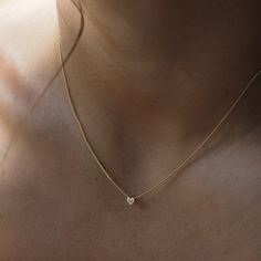 Tiny Initial Heart Necklace Initial Heart Necklace, Tiny Heart Necklace, Dainty Initial Necklace, Custom Initial Necklace, Heart Charm Necklace, Solid Gold Necklace, Dainty Gold Necklace, Jewelry Studio, Tiny Heart