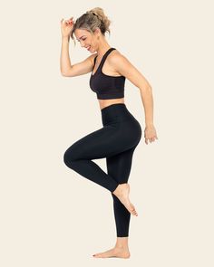 This legging is made of super-soft compression fabric for all-over shaping. Its high waistband features double-layered fabric for firm compression to comfortably flatten your tummy and shape your waist. It also has single-layered moderate compression in the legs for shaping and performance enhancement. This legging's light, breathable, moisture-wicking, ultra-soft fabric keeps you fresh and dry no matter what. This legging is uniquely versatile so that you can wear it during various activities, Compression Activewear With Contoured Waistband For Pilates, Compressive Tights With Contoured Waistband For Pilates, Compression Activewear For Pilates With Contoured Waistband, Compressive Light Support Functional Tights, Compression Leggings With Contoured Waistband, Compression Workout Leggings With Contoured Waistband, Versatile Compressive Tights With Wide Waistband, Functional Elastane Tights With Wide Waistband, Compressive Tights For Training