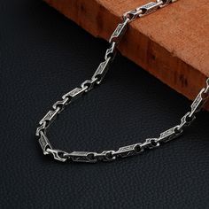 Welcome to KIARA JEWELLERS Oxidized Sterling Silver 925 Fancy Chains, Unisex Chains,  Necklace Chain For Women And Men, Handmade Chain, Gift for Women, Gift For Men ◾ All of our products are handmade and their materials are 925 Sterling Silver. ◾ We can make this chain without Oxidizing ( Plain silver Finish ) ◾ These Chains are perfect choice for Men and Women, as it comes in a variety of sizes. ◾ It is also a great gift idea for Birthdays, Graduations, New year, Mother's Day, Father's Day, Eas Engraved Silver Chain Link Jewelry, Engraved Sterling Silver Chain Necklace Gift, Vintage Engraved Chain Necklace For Gift, Oval Link Engraved Chain Necklace As Gift, Silver Link Engraved Jewelry, Silver Link Jewelry With Engraving, Engraved Oval Link Chain Necklace As Gift, Engraved White Gold Chain Necklace For Gift, Engraved Stainless Steel Chain Link Jewelry