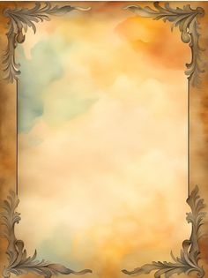 an ornate frame with watercolor paint on it