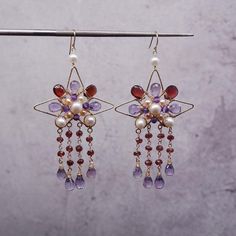 Garnet And Pearl, Wirework Jewelry, Cheap Silver Rings, Silver Jewelry Diy, Silver Jewelry Design, Earrings Christmas, Wedding Anniversary Gift, Gold Filled Earrings, Silver Bars